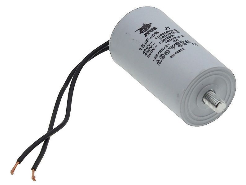 Конденсатор JYUL CBB-60L 15мкф - 450 VAC болт + дроту(40*73 mm) 85801-245 фото