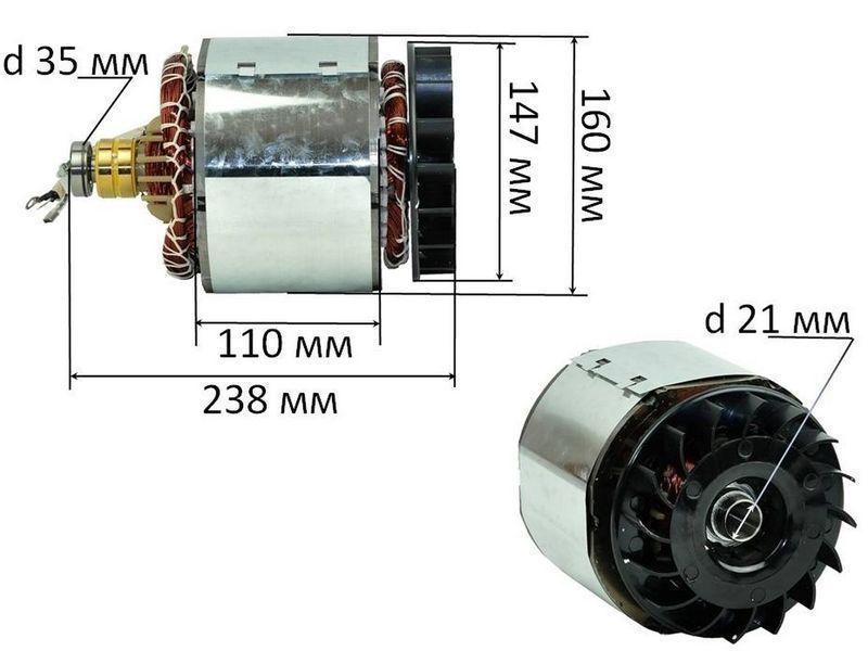 Електродвигун у зборі (якір+статор) генератора 168F (2.2-2.5 kWt) 299872-1268 фото