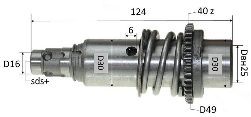 Дуло перфоратора Bosch GBH 2-26 DFR у зборі dв25*30 L124 аналог 1617000876 96050-080 фото