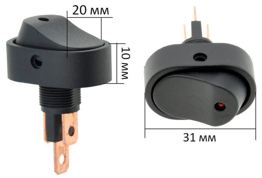 Тумблер овал 2 положення 3 контакти 20*31 мм світлодіод 12V 82394-451 фото