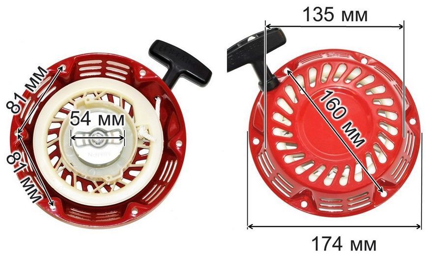 Стартер двигуна генератора (мотоблока) 168F/170F (6,5/7Hp) МЦ-80 мм D &mdash; 175 мм метал храповик 50467-023 фото