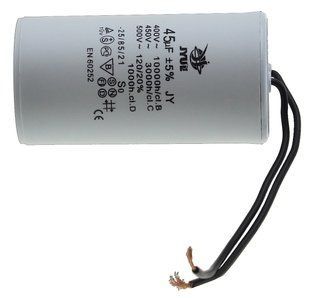 Конденсатор JYUL CBB-60 45мкф - 450 VAC дроту(40*95 mm) 64523-100 фото