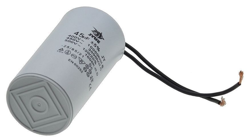 Конденсатор JYUL CBB-60 45мкф - 450 VAC провода (50*95 mm) 64523-100 фото