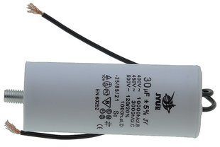 Конденсатор JYUL CBB-60L 30 мкф &mdash; 450 VAC болт + дроти (40*98 mm) 64585-162 фото