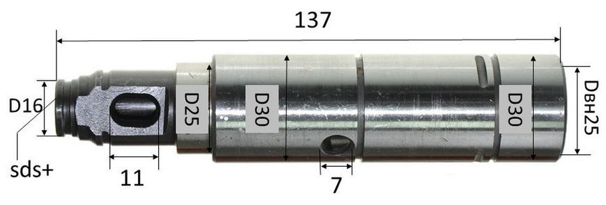 Ствол перфоратора Bosch 2-26 великий голий d30 L137 96047-077 фото