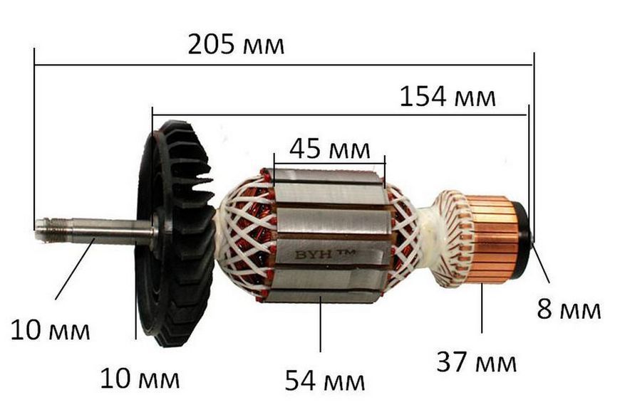 Якорь болгарки Bosch GWS 20-180 (205*54 посадка 10мм) PRO 1604011296 80918-1474 фото