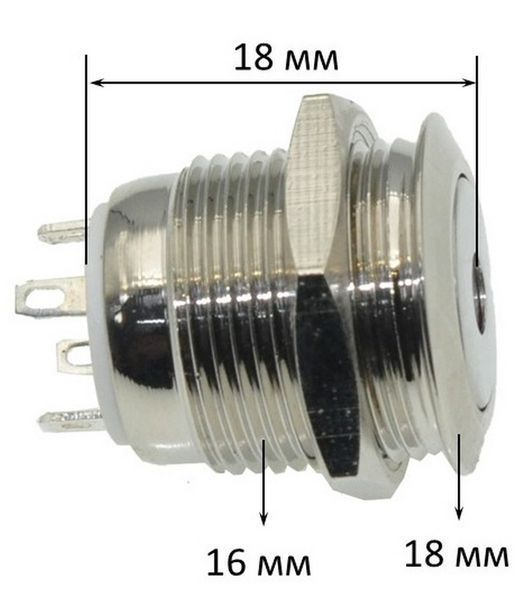 Кнопка антивандальна d18mm різь 16mm h18m 4 контакти індикація 61808-533 фото