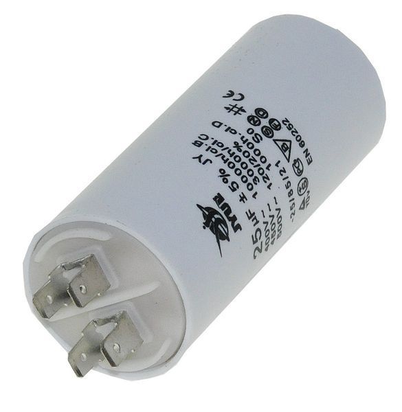 Конденсатор JYUL CBB-60M 25мкф - 450 VAC болт + клеми(40*96 mm) 64612-189 фото