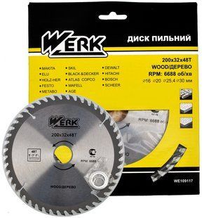 Пильний диск по дереву Werk 200X32, 48 зуб. - 1 шт 981871-040 фото