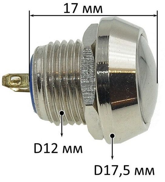 Кнопка антивандальная d17,5mm різьблення 12mm h17mm 2 контакти 71749-505 фото