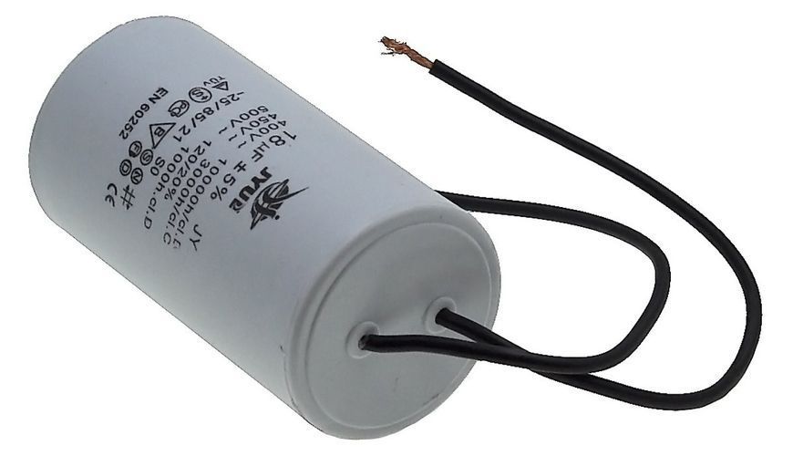 Конденсатор JYUL CBB-60L 18 мкф &mdash; 450 VAC болт + дроти (40*73 mm) 64582-159 фото