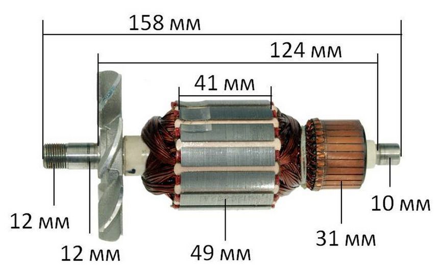 Якорь фрезера Makita 3601B (158*49 резьба 12мм) 513304-6 26782-397 фото
