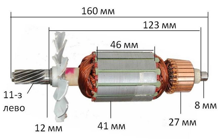 Якір пила розкроювальна Hitachi C8FS (160 * 41 11-з / ліво) аналог 360072E 26738-355 фото