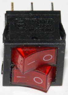 Тумблер двойной с подсветкой 2 положения 6 контактов 21*24 mm 6A 31210-301 фото
