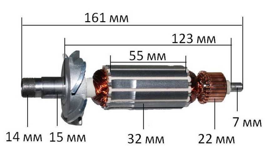 Якорь фрезер Makita 3703 (161*32 цанга 14) 511918-5 27195-810 фото