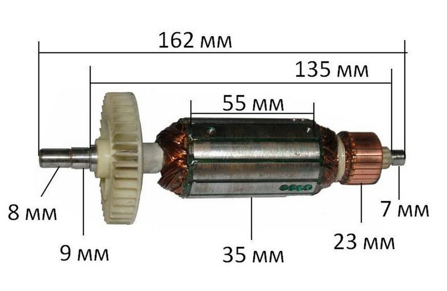 Якір болгарка Dorn 125 - 850 Вт( 162*35 шпонка 8мм) 27220-835 фото