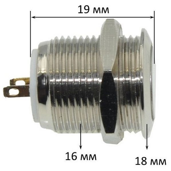 Кнопка антивандальна d18mm різь 16mm h19mm 2 контакти 00824-528 фото