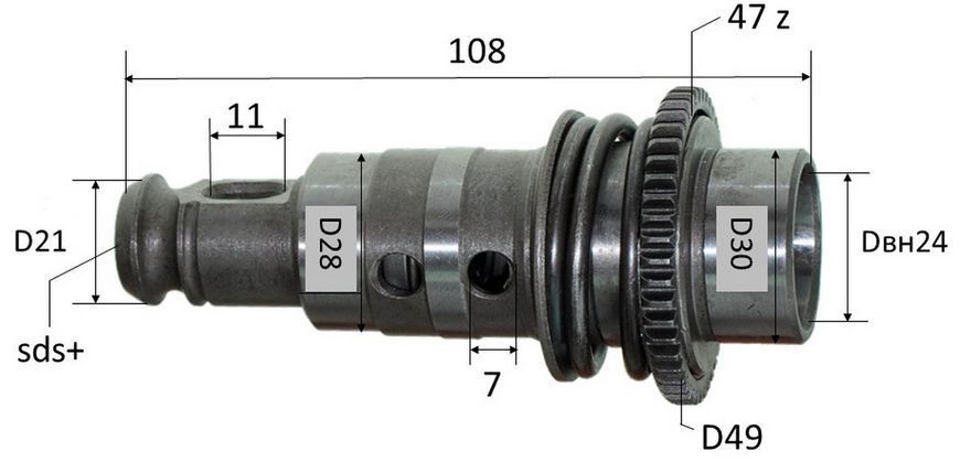 Ствол перфоратора Bosch 2-20 в зборі аналог 1617000812 70872-040 фото