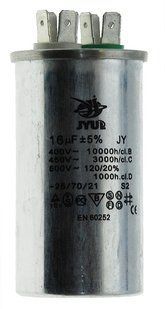 Конденсатор JYUL CBB-65 16мкф - 450 VAC алюминий (40*76 mm) 05220-262 фото
