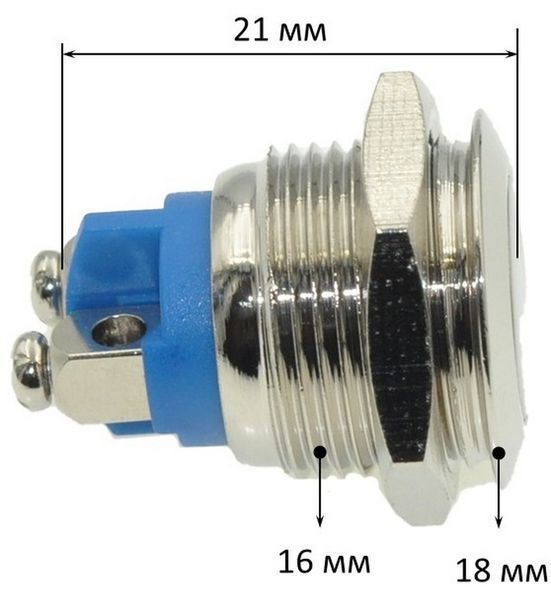 Кнопка антивандальная d18mm різьблення 16mm h21mm 2 контакти під гвинт 624550-518 фото