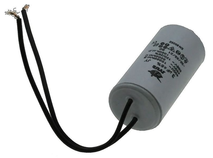 Конденсатор JYUL CBB-60L 3мкф &mdash; 450 VAC болт + дроти (30*59 mm) 64572-149 фото
