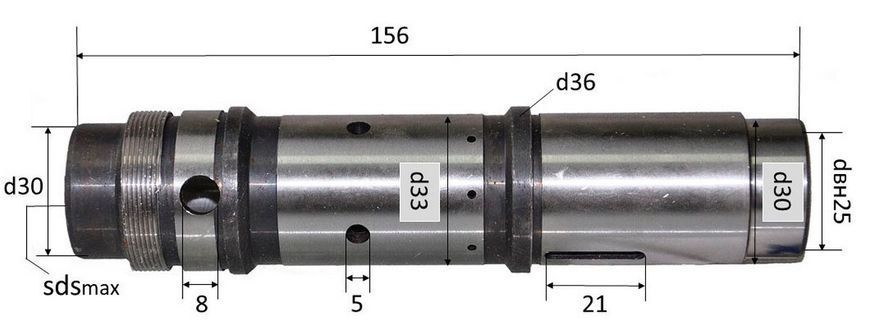 Ствол великий бочкового перфоратора D25 L 156 №2 70873-041 фото