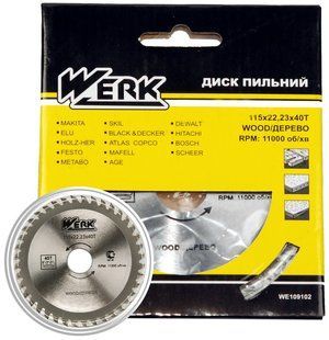 Пильный диск по дереву 115X22.23, 40 зуб. Werk WE109102 82845-023 фото