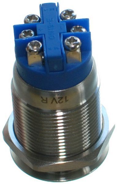 Кнопка антивандальна d22mm різь 19mm h36m 6 контактів під гвинт індикація 65353-558 фото