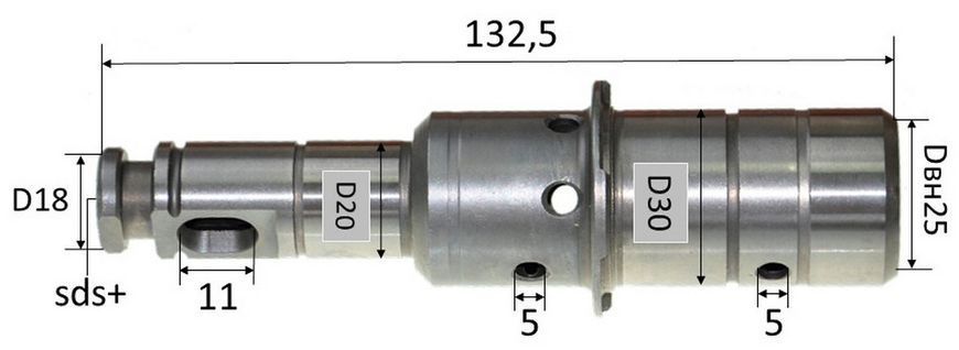 Ствол перфоратора Hitachi 24PC3 голый (d18*20*30 L132,5) 70864-032 фото