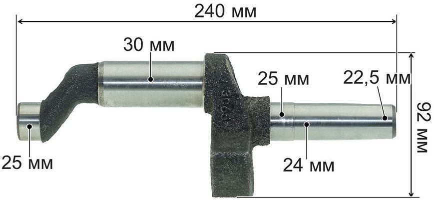 Коленвал компрессора 25*30*25*22*240 мм 46312-382 фото