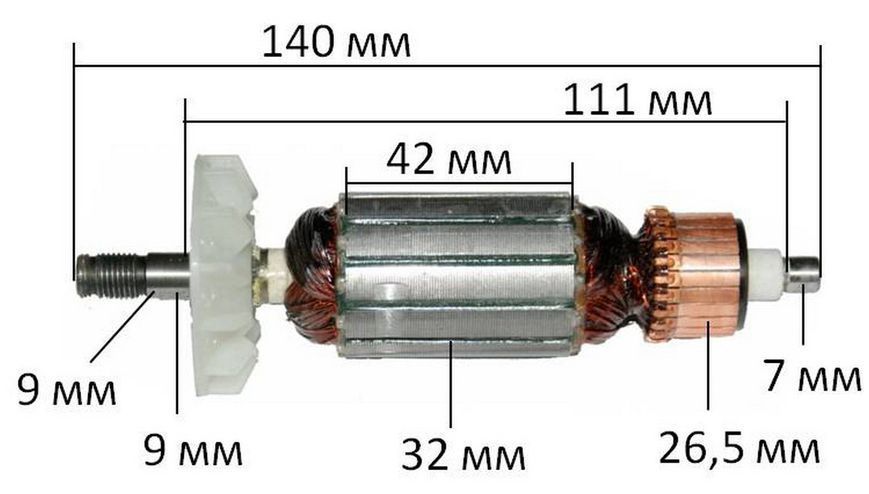 Якір фрезер Фіолент 600W (140*32 цанга 9-ка) аналог СТІФ684263003-05І 26577-189 фото