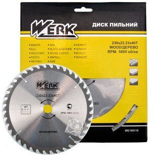 Пильний диск по дереву Werk 230x22.23, 40 зуб. - 1 шт 981552-043 фото