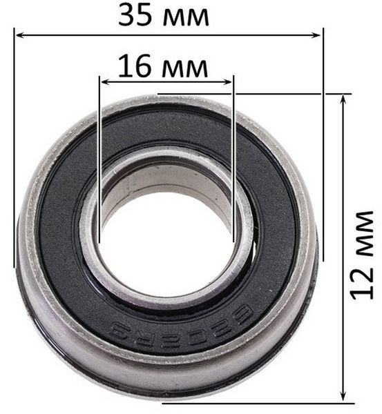 Подшипник 16*35*12 2RS для тачки (усиленный) 88079-2055 фото