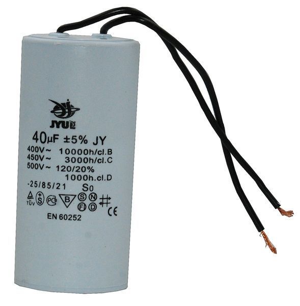 Конденсатор JYUL CBB-60 40 мкф &mdash; 450 VAC дроту (45*96 mm) 85795-239 фото