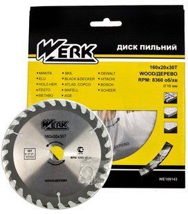 Пильний диск по дереву Werk 160X20, 30 зуб. - 1 шт 981528-029 фото