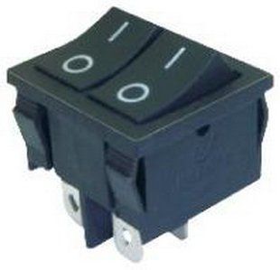Тумблер двойной 2 положения 4 контакта 21*25 mm 8A 31194-286 фото