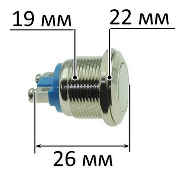 Кнопка антивандальная d22mm резьба 19mm h26mm 2 контакта под винт 63606-542 фото