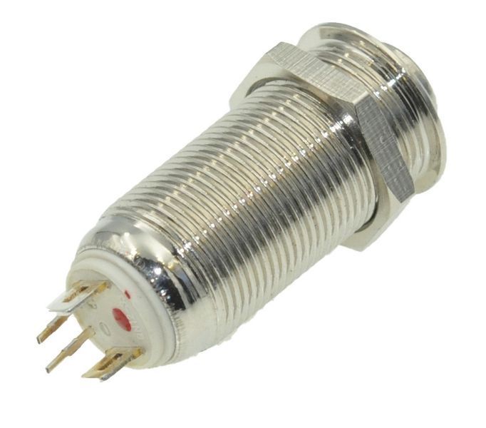 Кнопка антивандальная d14mm різьблення 12mm h30mm 2 положення 4 контакти індикація 00813-517 фото