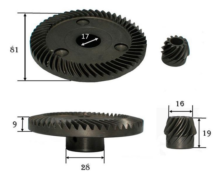 Шестерні (пара) болгарки Makita 9020 аналог 227491-2 + 227490-4 (d1 17*81/d2 9*21/h2 19) 60799-4005 фото