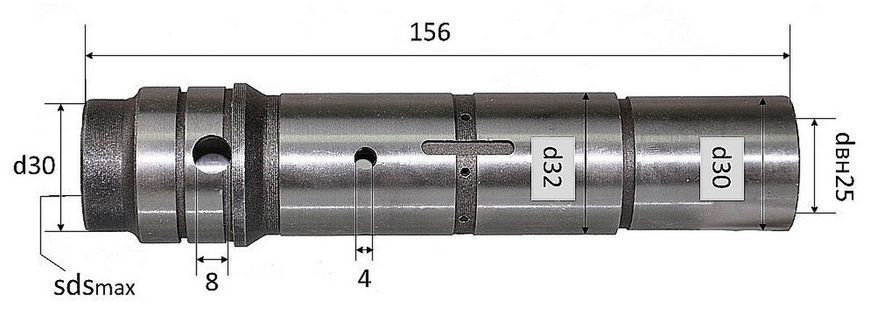 Ствол великий бочкового перфоратора D25 L 156 №3 70874-042 фото