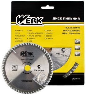 Пильний диск по дереву Werk 180X22.23, 60 зуб. - 1 шт 982094-032 фото