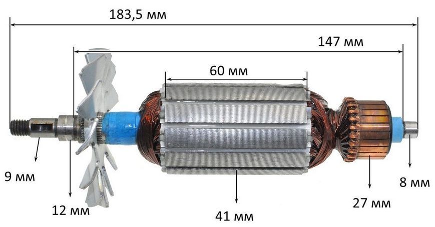 Якір болгарка 180 VJ Parts, Граніт ШУ-180/1900 (183,5*41 шпонка 9мм різьблення) 26481-088 фото