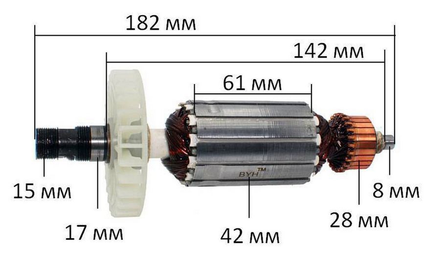 Якір фрезер Craft 1300/Craft - tec 1400( 182*42 цанга 15) 26756-371 фото
