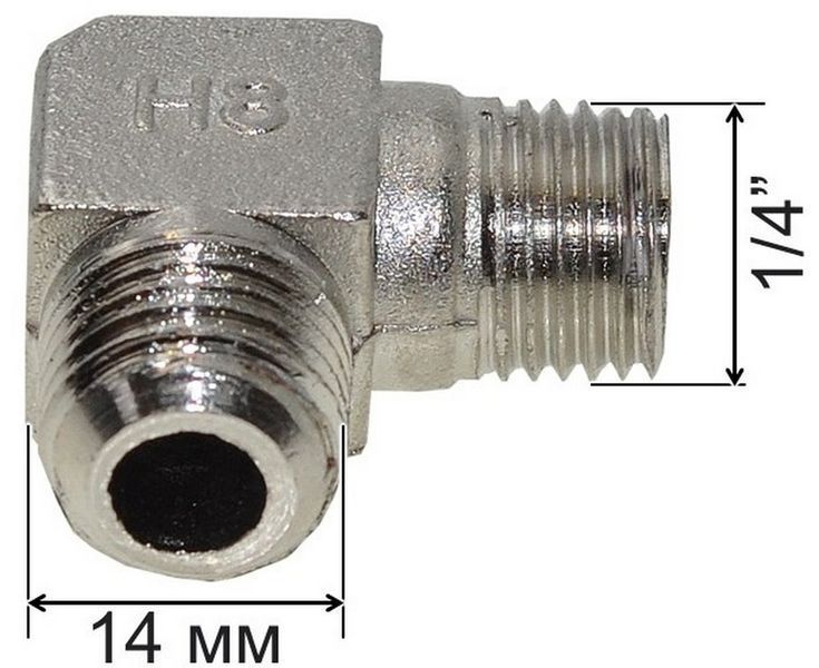 Уголок компрессора 1/4" - M14*1,5 хром 549842-567 фото