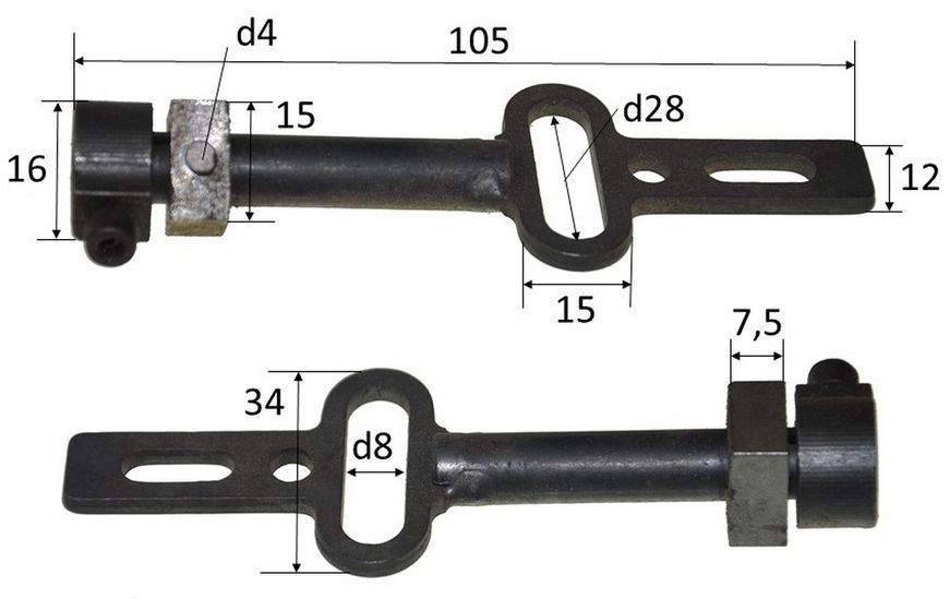 Шток лобзика 02-55M D9 L105 рюмка 27*8 мм 11826-082 фото