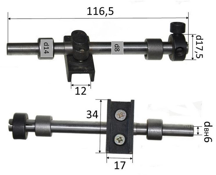 Шток лобзика D8 L116 рюмка 34*12 мм 37287-005 фото