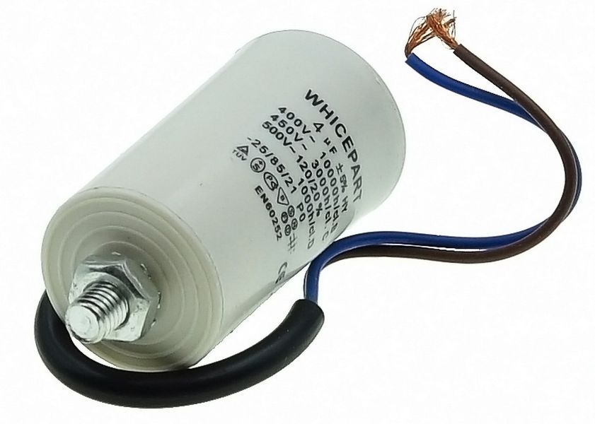 Рабочий конденсатор Whicepart 4мкф 450V провода (D34 / H64) 27826-050 фото