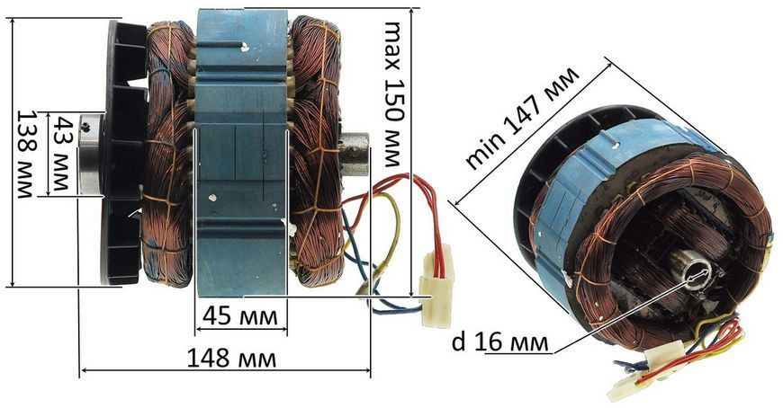 Электродвигатель в сборе (якорь+статор) генератора ET-950 (0.8-1.0 kWt) 66970-614 фото