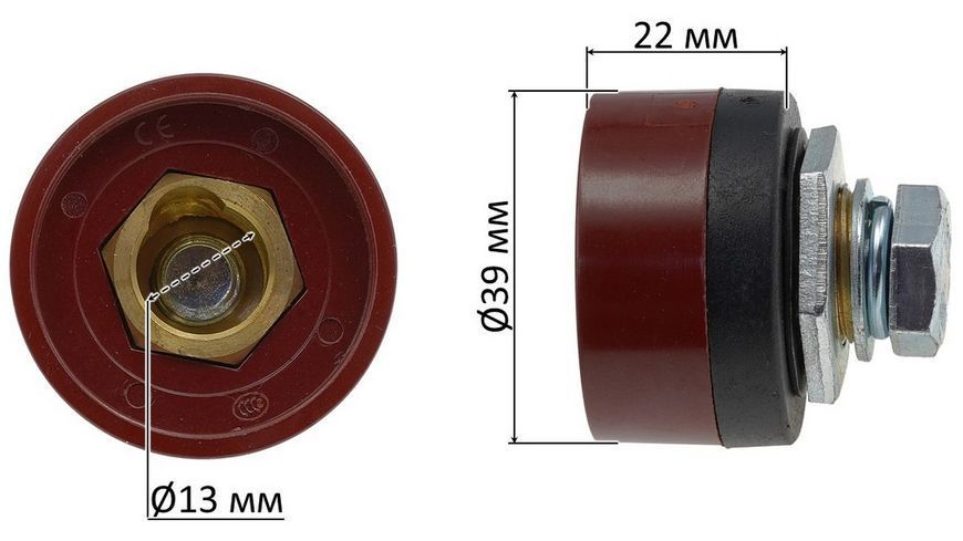 Кабельное быстросъемное соединение 35-50-D (d13мм/мама) сварочного аппарата 17632-416 фото