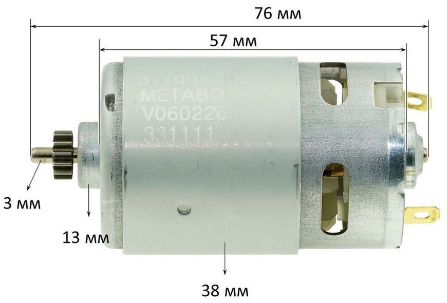 Двигатель шуруповерта 18V Metabo BS 18 оригинал 317004720 (d 38 L 57 14 зуб) 79670-301 фото